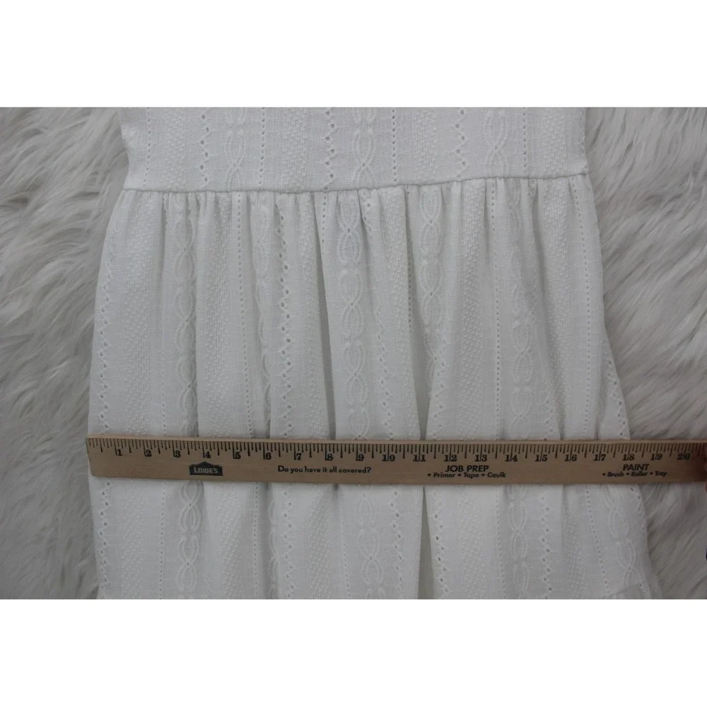 The Childrens Place White Eyelet Cutout Dress Size 16 XXL Ruffle Preppy Minimal